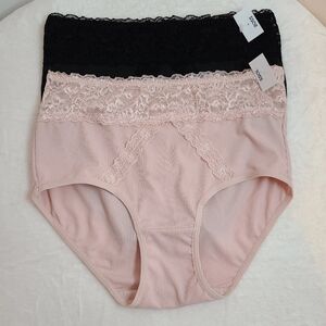 Prima Valentina 2pk Smooth Microfiber Lace High Waist Brief Panties Size M